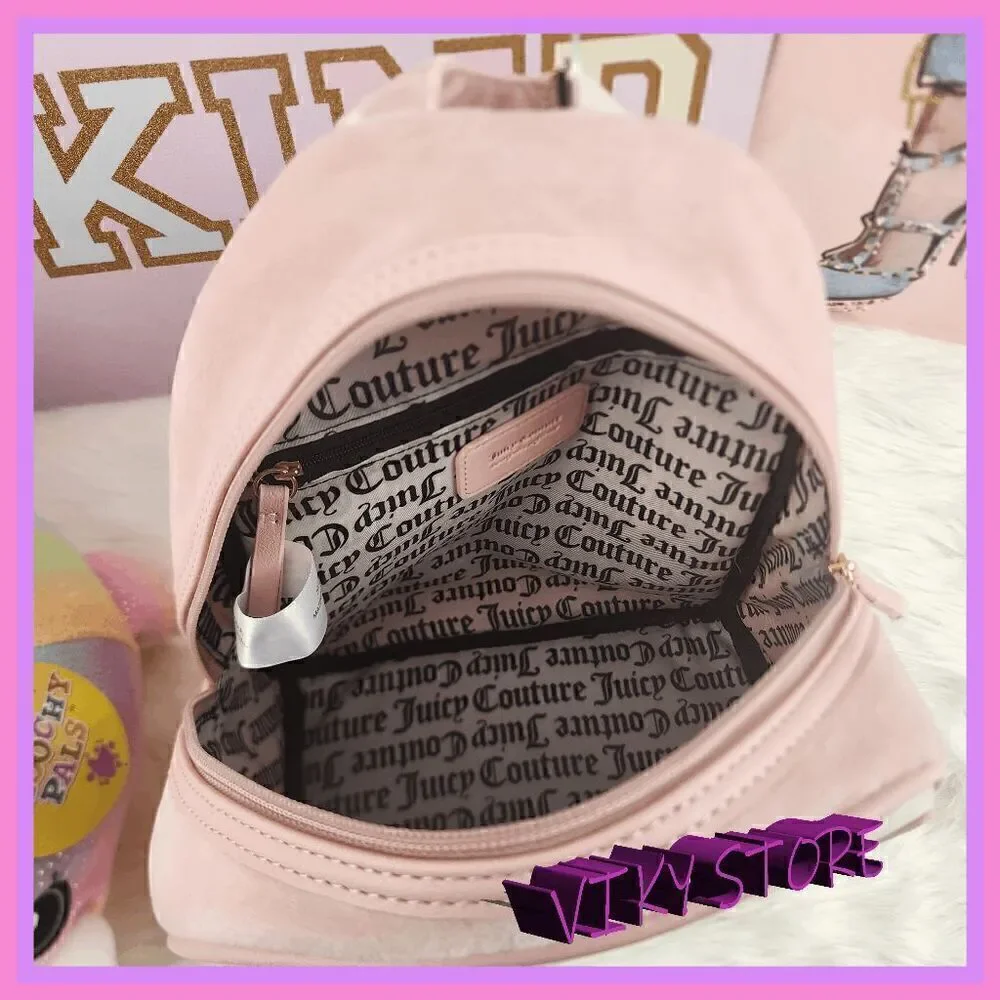 NWT 💖 {Juicy Couture}  Stylish Everyday Companion:  Pink Velvet Backpack with L